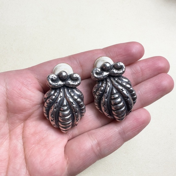 Dian Malouf 925 Sterling Silver Clip On Earrings - Picture 2 of 12